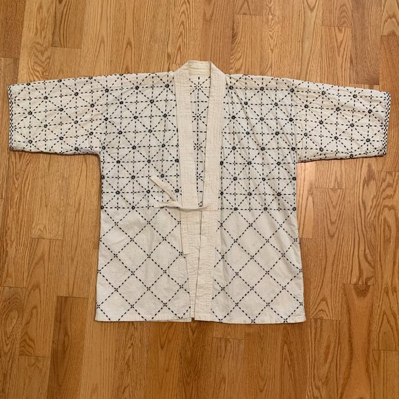 Vintage Jackets & Blazers - Cotton sashiko jacket Japanese stitching samue hanten